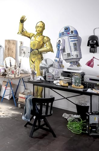 Komar STAR WARS selbstklebende und konturgeschnittene Vlies Fototapete Star Wars XXL C - 3PO - Größe: 127 x 200 cm - Wandtattoo, Kinderzimmer, Roboter, Krieg der Sterne