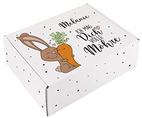 Herz & Heim® Ostergeschenk Verpackung mit Personalisierung Ich mag dich volle Möhre