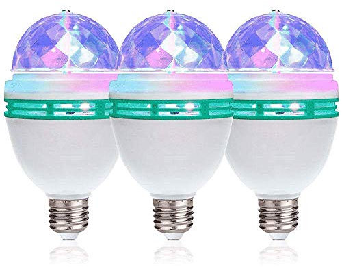 Luci da Palco 3 Pack E27 LED Strobe Bulb Full Color Rotating Lamp Multi Crystal Stage Light per Disco Birthday Party Club Bar Natale(3 porta lampada a spirale)