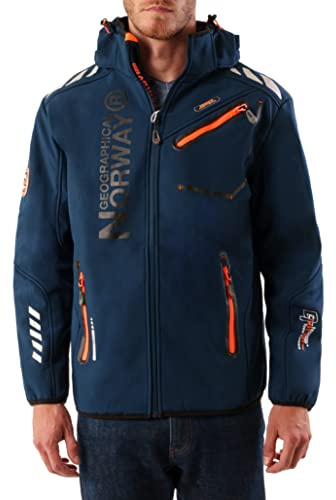 Geographical Norway Royaute Men - Veste Softshell Capuche Homme Impermeable - Manteau Outdoor Blouson Coupe Vent Tactique Resistant - Randonnee Ski Automne Hiver Printemps