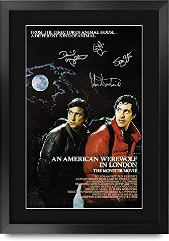 HWC Trading An American Werewolf in London Daviv Naughton Geschenke Geducktes Signiertes Autogramm Foto für Fans von Film Memorabilien - A3 Gerahmt