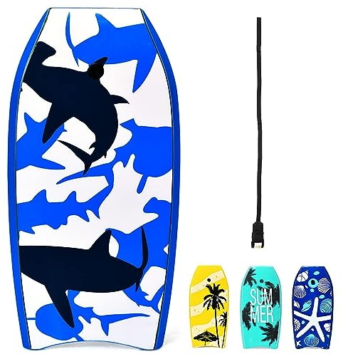 DREAMADE Bodyboard, Sup-Board, Schwimmboard, Schwimmbrett, Surfbrett, Surfboard mit Fußriemen (Blau)