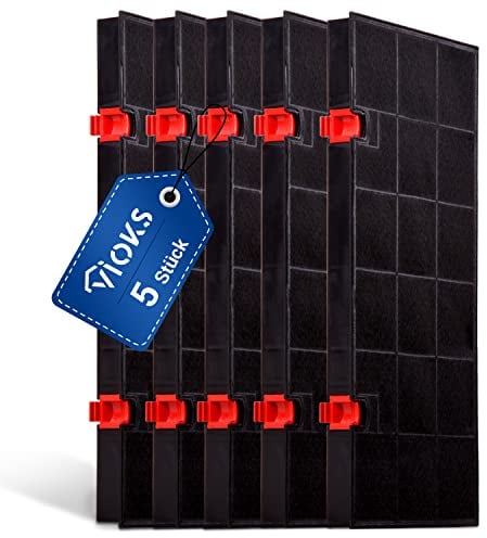 VIOKS Aktivkohlefilter Dunstabzugshaube Set 5 Stk 435x217 mm Ersatz für AEG Typ 150 Kohlefilter 5026385100/3 - Abzugshaube Filter mit 2 Halteclips