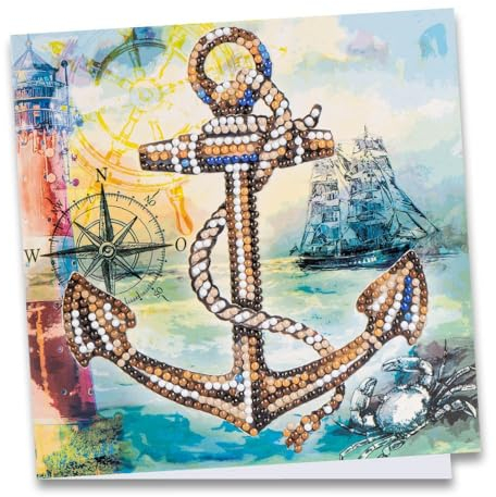 Ideen mit Herz Diamond-Painting-Grußkarte | 16 x 16 cm | 370 g/m² | inkl. Umschlag & Werkzeug (Anker)