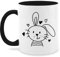 Tasse Tassen 325ml - Hase - Hasen Schlappohr Osterhase I - 325 ml - Schwarz - ostertassen hasenmotiv osterhasen bunny teetasse ostertasse häschen ostern kaffeetasse ostergeschenke mit kaninchen mug