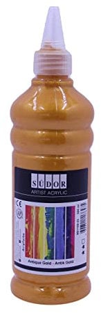 PINTURA ACRÍLICA 500 ml - Pintura altamente pigmentada. Pintura de artista opaca para madera, piedra, lienzo, papel, tela, cuero, metal, colada. pintura para todo uso (dorado envejecido)