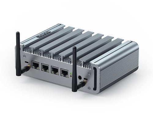 VENOEN Micro Firewall Appliance Fanless Mini PC 4 LAN, Firewall Mini PC Celeron J4125,4 x I225-V NIC,Support PF-sens, AES-NI,12V,WiFi,HD-MI,VGA, USB 3.0,8GB RAM/256GB SSD