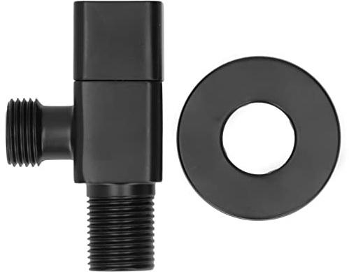 BORDSTRACT Vanne d'Arrêt d'Eau Robinet d'Angle Noir G1/2, Noyau Céramique Cuivre Antirouille avec Clapet Anti-Retour, pour Lavabo WC Salle de Bain Cuisine et Balcon