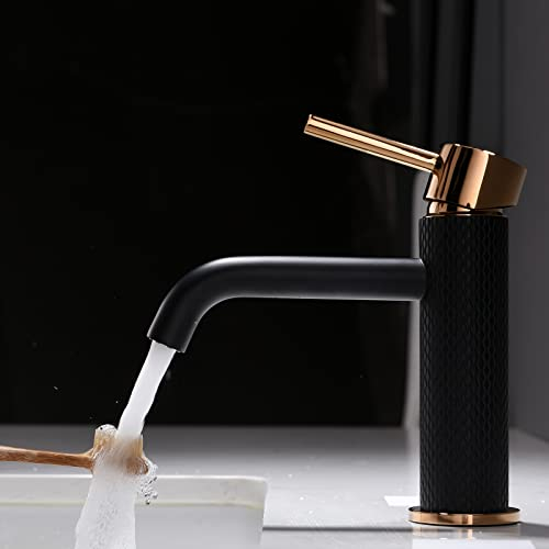 TIMACO Mitigeur de salle de bain Robinet de lavabo, noir et or