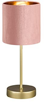 Tischlampe mit Lampenschirm Samt Rosa - innen Gold Ø 13cm