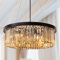 Wellmet Drum Gold Crystal Chandelier, for Foyer Dining Room, 6 Lights Modern Crystal Pendant Light, Vintage Ceiling Lighting Fixture for Kitchen Island, Living Room, Bedroom, Hallway, W-21.65”