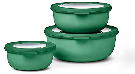 Mepal - Multischale Cirqula Round Set 3-teilig - Vorratsdosen mit Deckel - Geignet als Aufbewahrungsbox, Kuhlschrank, Gefrierschrank & Mikrowellengeschirr - 350 ml, 750 ml & 1250 ml - Vivid Green