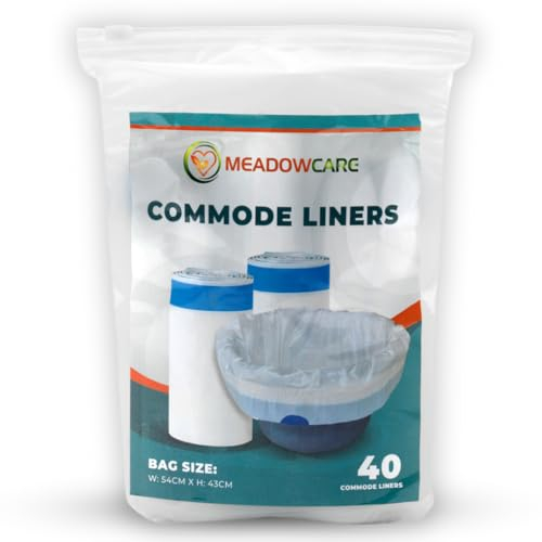 Meadowcare Commode Liners pack of 40 | Commode Liners Bags Disposable | Perfect for Commodes, Bed Pans, Waste Bags for Commode Chair, Portable Toilet Bags | Universal Fit