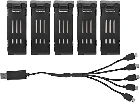 Cryfokt RC Drone Battery and Charging Cable Set, 3.7V 1200mAH Lithium Battery, Portable RC Drone Battery, Drone Replacement Battery, RC Quadcopter Drone Battery for E58 L800 JY019