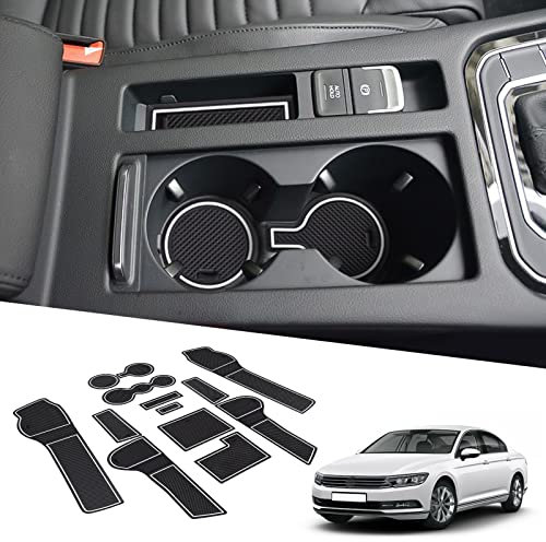 BIXUAN kompatibel mit VW Passat B8 GTE 2016-2023 Antirutschmatten Mittelkonsole Armlehne Gummimatten,Getränkehalter Matte, rutschfeste Türnaht Matten Türschlitzmatte Weiss