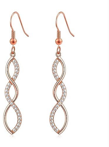 Philip Jones Rose Gold Plated Twist Drop Earrings Created with Zircondia® Crystals