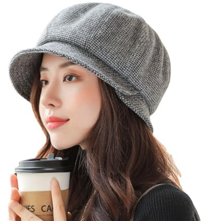 CHUYIX Damen Barett Mütze Baskenmütze 1Pcs Baskenmütze Schicke Winter Strick Barett Ballon mütze Winter Knit Beanie für Frühling Herbst Winter Bakerboy Schirmmütze Wintermütze Achteckiger Hut