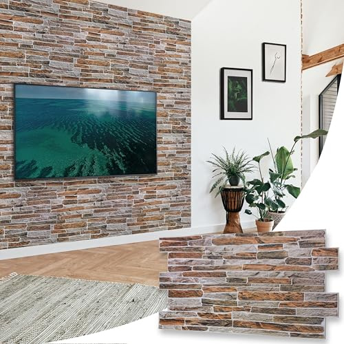 NOVECRAFTO Sandstone Decorative 3D Wall Panels - 18 Sheets Covering 8.29 sqm | 89.28 sqf - PVC Plastic Cladding Panels - 96 cm x 48 cm | 37.80 x 18.90 in - Mix Natural Sandstone Effect
