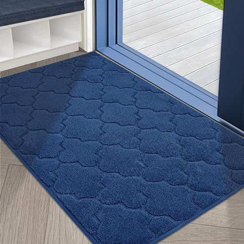 COSY HOMEER Front Door Mat 80x120 CM, Dirt Trapper Floor Mat, Polyester Welcome Door Mat for Kitchen Room Office Entryway Doors, Absorbent Non-Slip Low Profile Indoor Doormat, Machine Washable, Blue