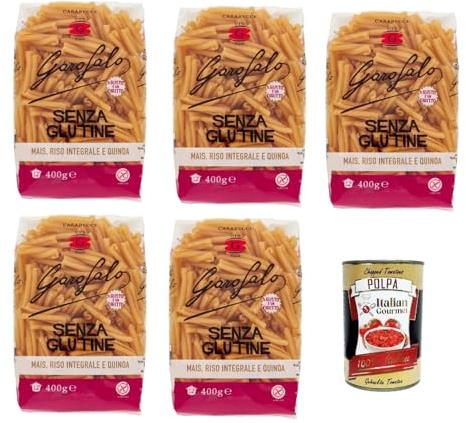 Italian Gourmet Casarecce pasta senza glutine glutenfrei Nudeln 5 x 400g | Formato corto rigato per sughi ricchi, aus Mais und Reis, cottura al dente, Gesamtnettogewicht 2 kg + Kostenlos Polpa 400g