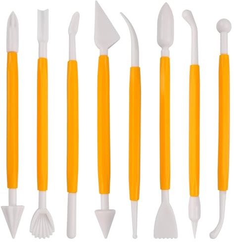 FOMGIIN 8 Pezzi Strumenti per Modellare Torte, Strumenti Design di Modellazione di Fondente, Attrezzi Pasta Accessori di Zucchero, Strumento di Decorazione Scultura per Decorare di Torte, Argilla