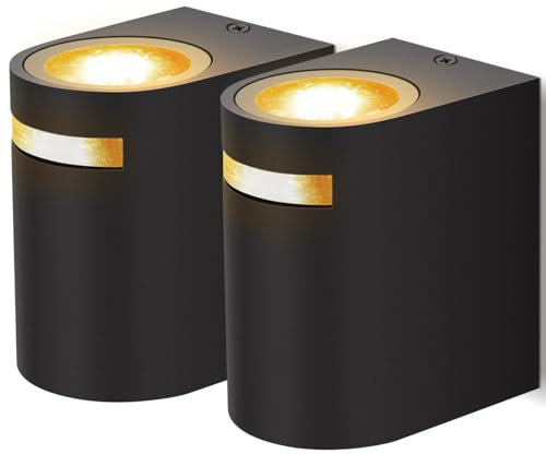 Aigostar Wandleuchte für außen,GU10 Aluminium Wandleuchten,2 Stück, IP65 Wasserdicht LED Wandbeleuchtung Innnen und Aussen,für Wohnzimmer,Schlafzimmer,Terrasse, Garten, Flur, Balkon,Veranda,etc.
