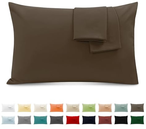 2er Set Kissenbezug 100% Baumwolle 50x80 cm 2 PCS, Superweicher Premium Jersey Kopfkissenbezug, Kissenhülle Hellbraun