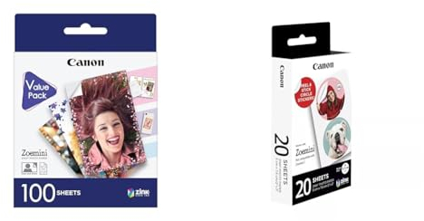 Canon ZP-2030 Original ZINK Photo Paper 100 Sheets & ZP-2030-2C Original ZINK Fotopapier Circle Sticker
