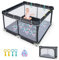 DREAMADE Laufstall Baby, 124 x 124 cm Laufgitter Klappbar mit 50 Spielbällen & 4 Zugringen, Schutzgitter mit Atmungsaktivem Netz & Reißverschluss (Dunkelgrau)