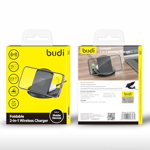 Budi - Faltbares 2-in-1 kabelloses Ladegerät - WL3200SB