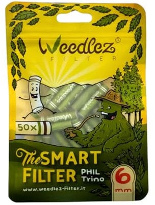 Mister Canapa, Filtri a Carboni Attivi e Cellulosa, Diametro 6 mm, Verde, 50 Pezzi