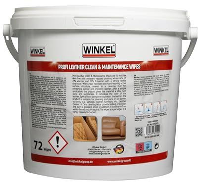 Winkel 72 Stück Profi Leder Pflege Tücher Pflegemittel Box - Für Alle Lederoberflächen - Autositz, Heimsofa, Lederpolsterung- reinigen schnell, einfach und gründlich alle Oberflächen aus Glattleder