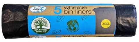 5 Wheelie Bin Bag with 300L capacity each bag, Large, strong tear resistant leakproof Wheen Bin Bag Refuse Bag (1)