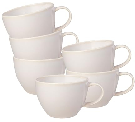 Villeroy & Boch like. by Crafted Cotton Kaffeetasse 6er Set, 250 ml, Tasse mit Reaktivglasur, Premium Porzellan, Beige, 19-5183-1300