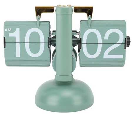 Greensen Retro Flip Down Uhr Anmutig Mechanische Schreibtisch-Uhr Flip DigitalUhr mit Timer und Erinnerungsfunktionen für Arbeitszimmer, Küche, Schlafzimmer(Grüner)