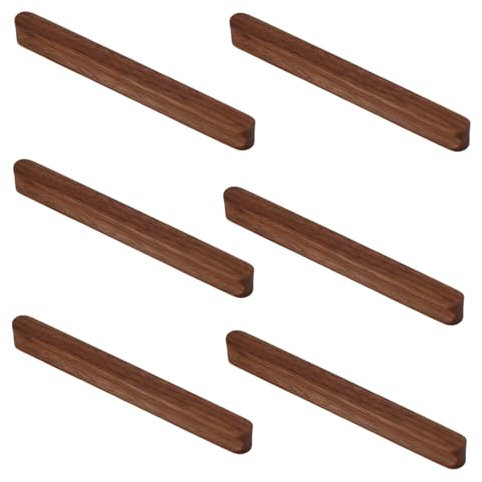 SANCHAKOU Schubladenknöpfe Klein 6 Stück Schubladentürgriff Aus Massivholz Schwarzer Nussbaum Schranktürgriff Gerade 160 Mm