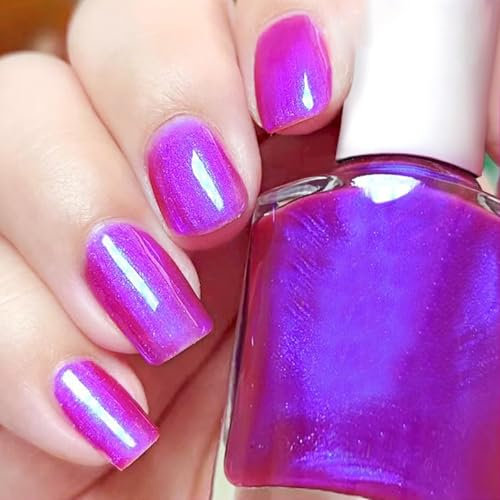 Glitter Nail Polish, glitter Nail Varnish, Quick Dry & Long Lasting nail polish, Magenta Nail No UV Lamp Curing, Chip Resistant, Non-Toxic, Quick Drying, At Home & Salon Manicure (13#Magenta)