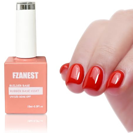 FZANEST Rubber Base Gel For Nails Set,15ml*2pcs 5 in 1 Nail Builder Strengthener Extension Gel Nail Polish Jelly Natural Nude Pink Colors