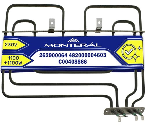 Elemento Calefactor de Resistencia Horno 1100W + 1100W 230V con Código Original 262900064 para Beko 482000004603 para Whirlpool C00408866 para Indesit - Garantía de 10 Años - MONTERAL