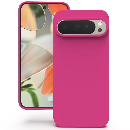 YATWIN Hülle für Google Pixel 9/9 Pro, Silikon Handyhülle mit Futter, 1mm Kamera und Displayschutz, Dünn & Leicht, Anti Kratzer Case, Magenta