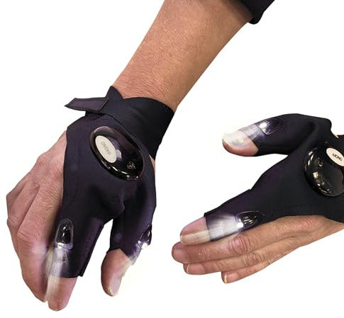 InGenious White LED Torch Gloves Battery Powered Adjustable Mitt Flashlight