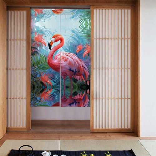 YoupO Vorhang, bemalter Flamingo-Druck, Türvorhang, Verdunkelungsvorhänge für Wohnzimmer, Schlafzimmer, Heimdekoration