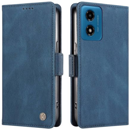ILING Coque pour Motorola Moto E14/Moto G24/Moto G24 Power/Moto G04/Moto G04S, Premium PU Étui Portefeuille en Cuir, avec RFID Blocage/Fentes pour Cartes, Très Mince Antichoc Flip Case Housse, Bleu