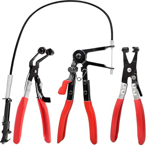 Zhixifan 3 Stück Schlauchklemmenzangen Set, KFZ Federbandschellenzange, Schlauchschellenzange mit Geradem Hals, Schlauchschellen Zange, Schellenzange Werkzeug für Wartung Reparatur—Rot