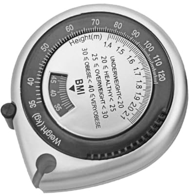 Baluue Körpermaßband mit BMI Rechner Silber, 1.5m Maßband für Körper Umfangsmessung, Automatisches Einziehbares Messband für Taillenumfang Bauchumfang & Fitness