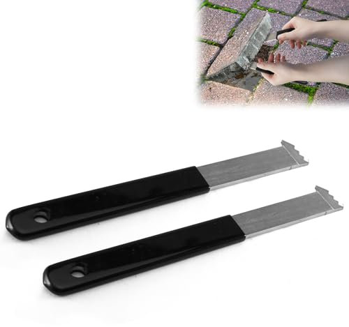 2 Pcs Paver Removal Tool Set with Double Joint Scraper, Micro-Tooth Groove & Non-Slip Rubber Handle - Perfect for Lawn,Garden,Brick,Patio, Block & Paver Replacement.