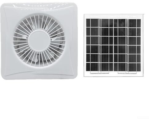 Entgoinggo Kit de ventilateur à panneau solaire, ventilateur d'extraction à énergie solaire 12 V 8 W avec clapet anti-retour pour serre, poulailler, abri de jardin, garage, grenier (ventilateur de