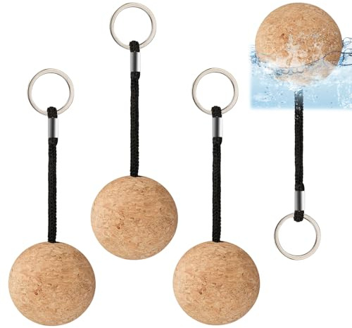 Tunejoy Schwimmender Schlüsselanhänger Leicht 53mm Holzkugel Schlüsselring Kork-Kugel für Boot Segeln Float Kajak Kanu Marine Wassersport Zubehör Segelboot 4 Stück