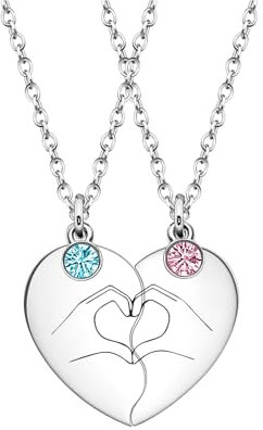 Yeomju Set di 2 collane dell'amicizia, collane per migliori amici, mani a cuore, catene abbinate per 2, regalo dell'amicizia, #Ref!, L