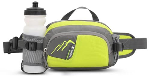 ROSSRORE Outdoor Unisex Waist Bag, Multi-Functional Fitness Running Water Bottle Waist Pack, Waterproof Chest Crossbody Bag, Hip Bag with Water Bottle Holder Yellow
